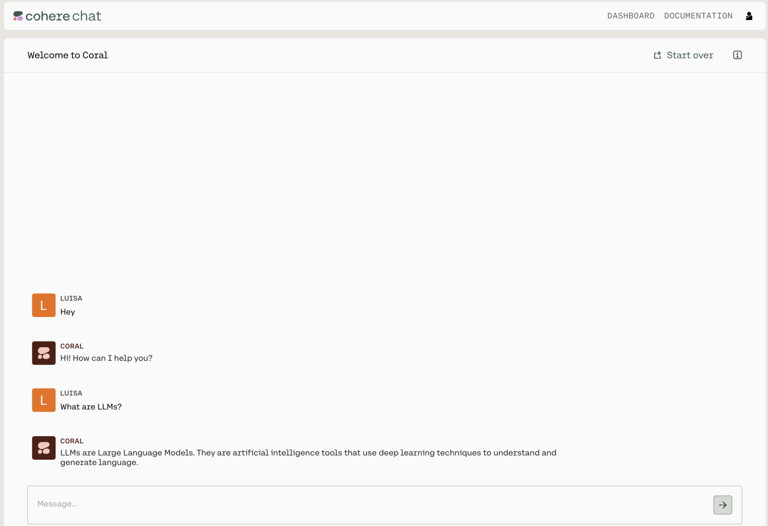 Sample message from Co.Chat